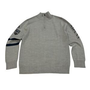 Aspenx Merino Wool Legacy Sweater Pullover Mens Sz S Gray Knit 1/4 Zip Midlayer